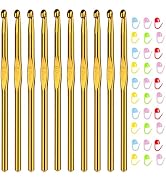 Aeelike 10pcs Size J / 6.0mm Crochet Hooks,Aluminum Crochet Needles and 30pcs Stitch Markers for ...