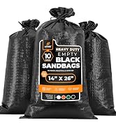 Xpose Safety Heavy Duty Sand Bags with Tie Strings – Empty Woven Polypropylene Sandbags for Hurri...