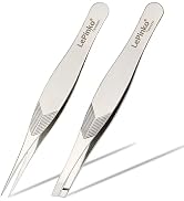 LePinko Slanted & Pointed Tweezers Set for Women and Men, Precision Tweezer kit for Ingrown hair,...