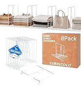 shelf dividers, create 40% more closet space, Set of 8, 12 inch wire shelf dividers, closet organ...