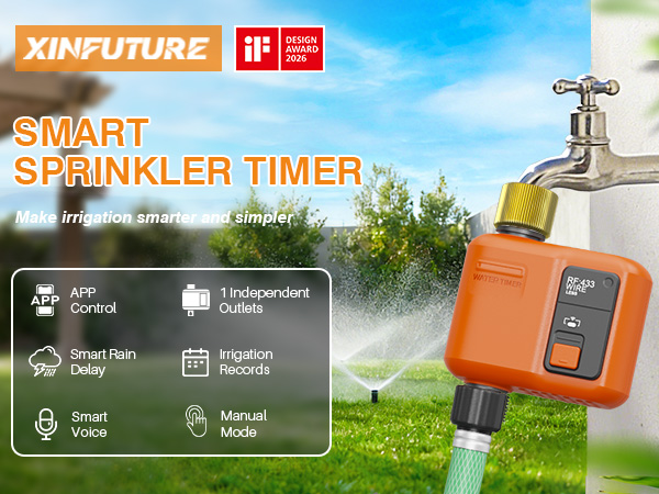 WiFi Water Timer for Garden Hose with 984 ft Range,Smart 1- Zone Sprinkler Timer