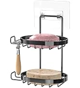 MASADI 2 Tier Soap Dish Holder, Wall Mounted Soap Tray with Drainage, Shampoo Bar Caddy for Showe...
