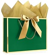 JMANNI 1PCS Large Gift Bag with Ribbon and 1 Greeting Card 2 Tissue Papers, Portable Paper Gift B...