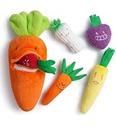 Nocciola Carrot Dog Toys – Easter Squeaky Toys-in-Toys: 5 Small Carrots Inside a Large Plush Carr...