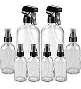 Worldgsb Glass Spray Bottles, 16oz*2+4oz*2+2oz*4 Refillable Containers, Empty Boston Round Bottle...
