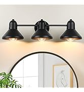 Bathroom Light Fixtures, 3-Light Vanity Light Over Mirror, Matte Black Metal Bathroom Light, Mode...