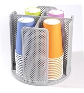 Wymulot Rotating Paper Cup Dispenser, Cup Holder with 4 Compartments, Disposable Coffee Cup Dispe...