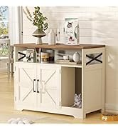 Halitaa Cat Litter Box Enclosure,Hidden Litter Box Furniture Cat Washroom with Cat Scratch Pad,Fa...