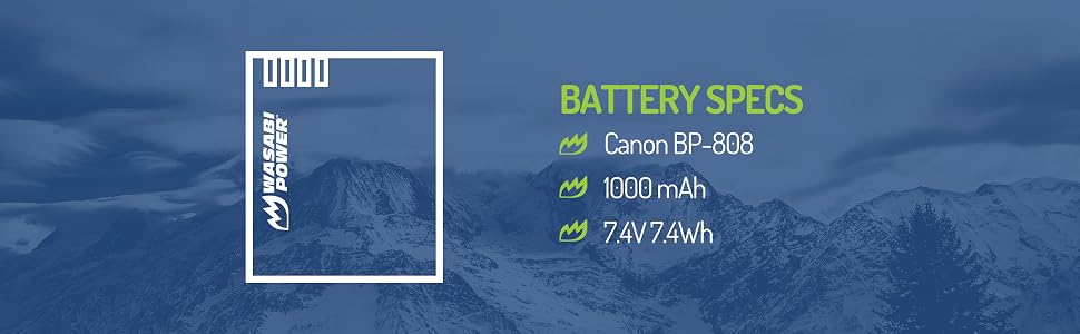 Canon BP808 Battery Specs for Wasabi Power