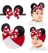 choicbaby Baby Girl Headbands Mouse Ears Headwrap with Sequin Polka Dot Bow Soft Stretchy Nylon H...