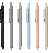 LINFANC 6 Pack Cute Gel Pens, Retractable Quick Dry Gel Ink Pen, Fine Point 0.5mm Black Ink Rolli...