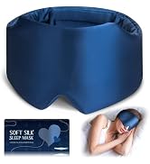 Silk Sleep Mask, Large Size Silk Eye Mask Face Hugging Padded Sleep Blindfold Silk Eye Cover with...