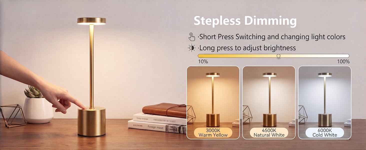 TOUCH CONTROL Stepless Dimming 3 Color Temperature
