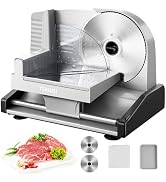 TERUISI Meat Slicer, 200W Electric Deli Food Slicer with 2 Removable 7.5'' Stainless Steel Blades...