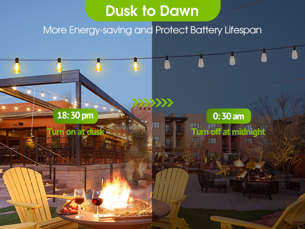 dusk to dawn solar string lights