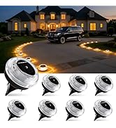 Solar Ground Lights 8 Pack Landscape Lighting 3000K Solar Lights Outdoor IP67 Waterproof Solar Ga...