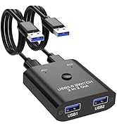2 in 2 Out USB 3.0 Switch, USB Switcher for 2 Computers Sharing Keyboard, Mouse, Printer, USB Sha...
