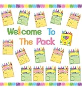 BeYumi Crayon Bulletin Board Set - 68Pcs Crayon First Day of School Sign Bulletin Board Set Welco...