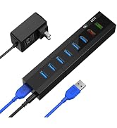 Powered USB 3.0 Hub, RAOYI 8 Ports High Speed USB 3.0 Hub Splitter with 36W Power Adapter, 3.3ft ...