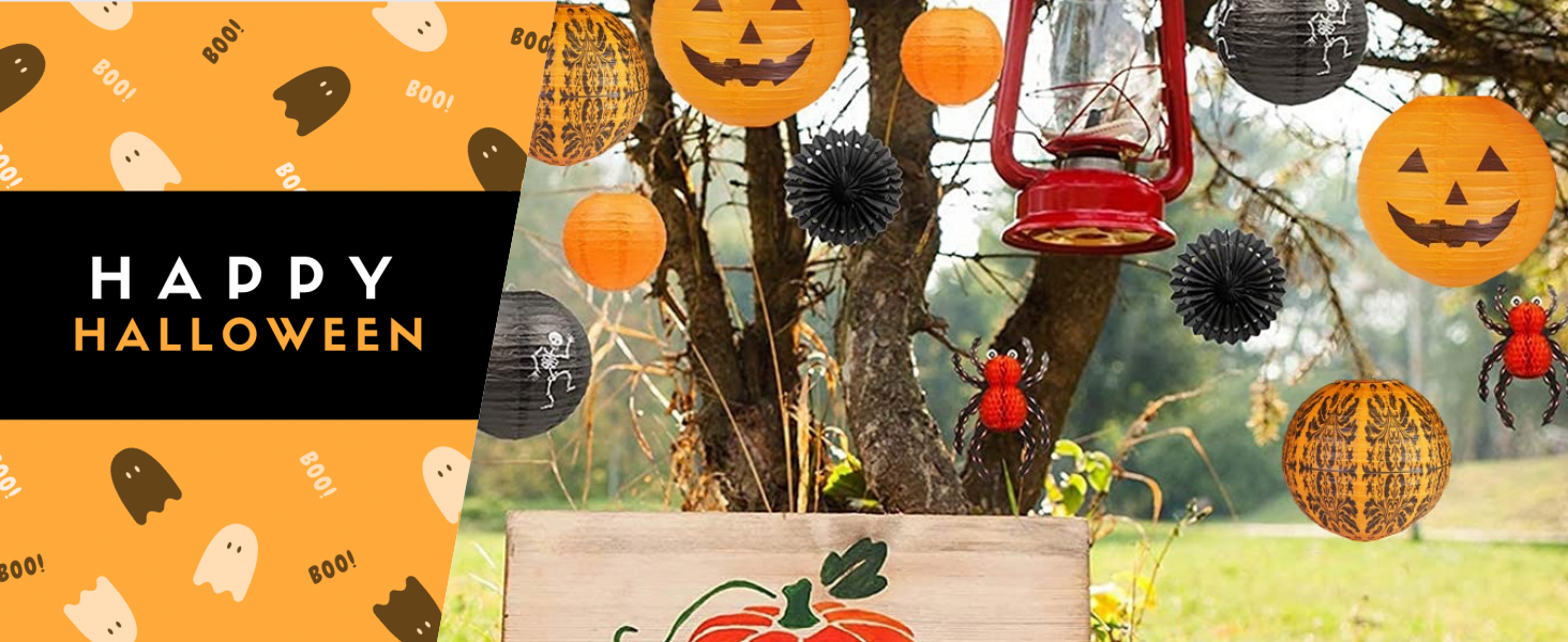 halloween orange pumpkin spider lantern