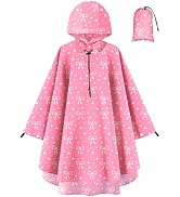 OlyPegic Kids Rain Poncho with Hooded Girls Poncho Reusable Waterproof Lightweight Ponchos Kids R...