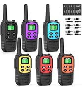 MaxTalker Walkie Talkies Long Range for Adults, Rechargeable Walkie Talkies 6 Pack with 22 FRS Ch...