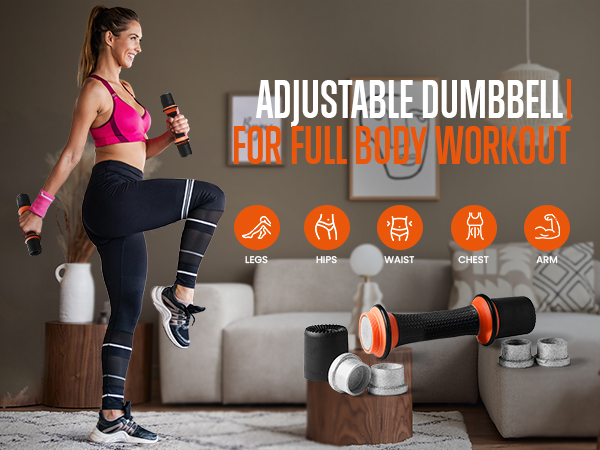 SQUATZ 4.41 lbs. Dumbbell Weight Set - Adjustable Weight All-in-One Versatile Dumbbells for Women