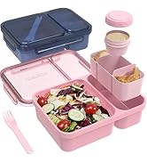 Caperci 2 Pack Salad Container for Lunch - 62 oz Large Bento Lunch Box for Adults, 2-Compartment ...