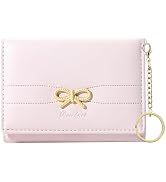 Sunwel Fashion Cute Coquette Bow Wallet with Key-chain Aesthetic Card Holder ID Window for Women ...