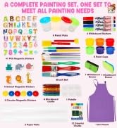Wooden Easel for Kids, All-in-ONE Adjustable Easel with Art Supplies, Magnetic Double Sided White...