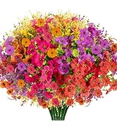 DealBeta Artificial Flowers Faux Plants Outdoor, 18 Bundles Plastic Faux Flower with Eucalyptus L...