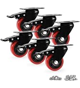 Caster Wheels, Heavy Duty 3 Inch Casters Set of 6, Locking Swivel Casters Wheels for Cart, Furnit...