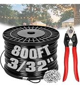 Black Vinyl Coated Wire Rope 304 Stainless Steel Coated Wire Cable-Black, 1/16" OD to 3/32" x 800...
