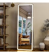 GLSLAND LED Full Length Mirror - 56" x 20" Floor Standing Mirror with Light for Bedroom/Cloakroom...
