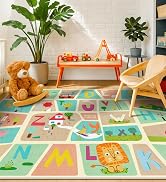 5x7 ABC Alphabet Rug for Preschool Kids – Educational Learning Play Mat for Toddlers, Washable Cl...