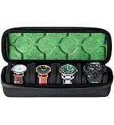 RIGICASE 4 slots Hard men's watch travel case roll, Portable display storage organizer box with s...