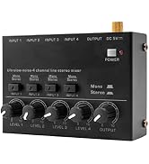 Btuty Ultra Low Noise 4 Channel Line Stereo Mixer 4 Input 1 Output DC 5V Portable Mini Audio Mixe...