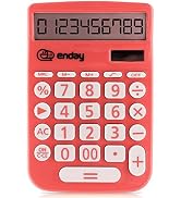 Calculator for Students Red, Basic Calculator 12 Digits Solar Powered Calculators Large Display O...