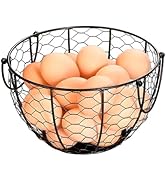 Wire Egg Basket with Handle, Farmhouse Metal Egg Holder Vintage Chicken Egg Collecting Basket Con...