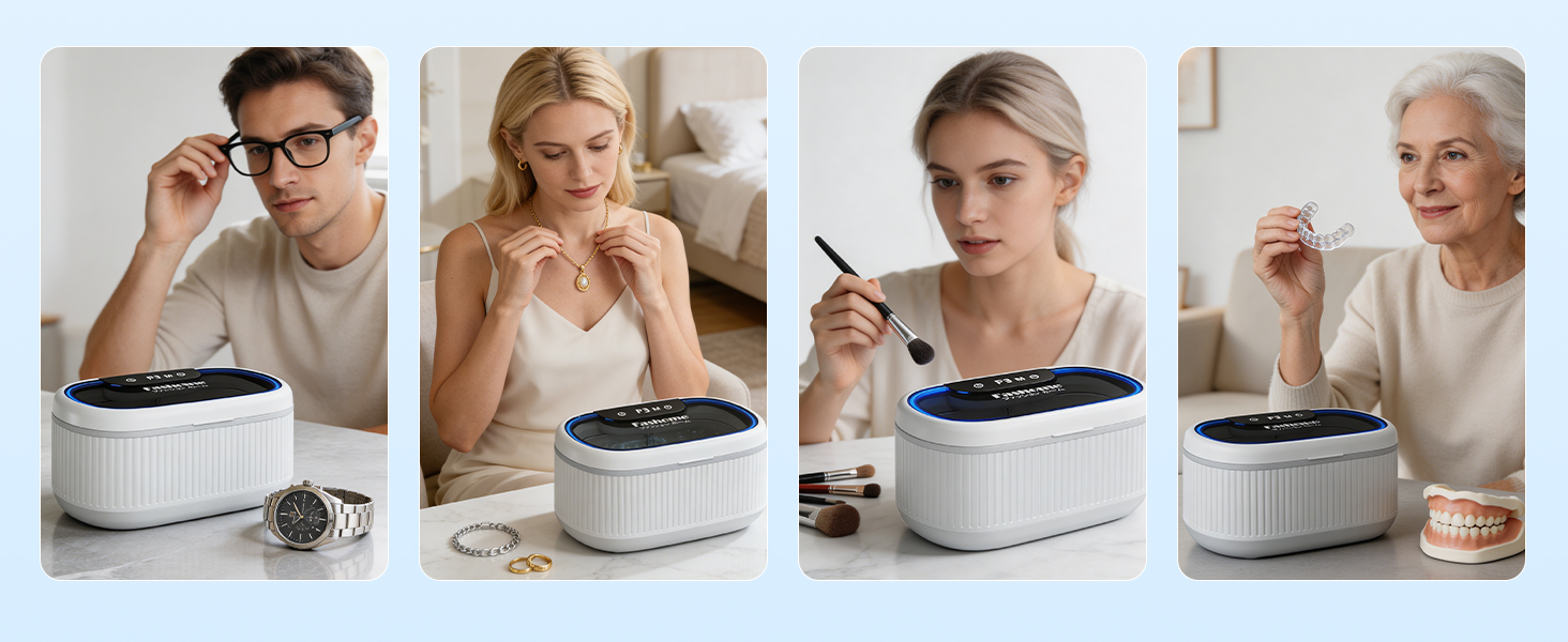 Designed for retainers, aligners. Also works brilliantly on jewelry, rings, glasses, makeup brushes
