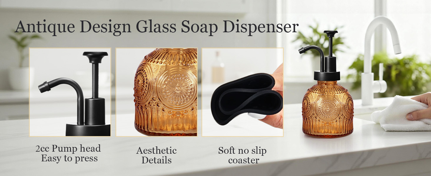 Cute small antique glass soap dispenser