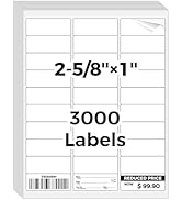 Mailing Labels for Laser/Inkjet Printer, Address Labels Stickers - 100 Sheets 1” x 2-5/8” 30 up P...