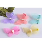 WNHNO 5Pcs Puppy Hair Bows, Stochastic Dog Hair Clip Bow Butterfly with Pearl Style Hair Clip, Ba...