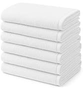 BIOLINEN White Bath Towels - Pack of 6 | Ultra Soft, Highly Absorbent | 100% Cotton Towels for Ba...
