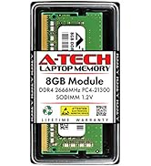 A-Tech RAM 8GB DDR4 2666MHz SODIMM PC4-21300 (PC4-2666V) CL19 1.2V Non-ECC SO-DIMM 260 Pin - Lapt...