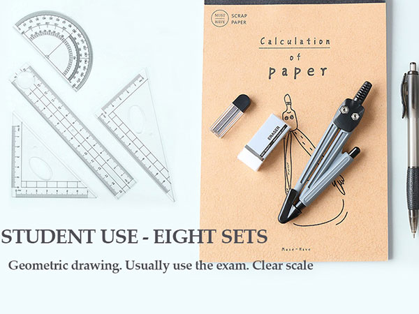 geometry set, math supplies, protractor and compass set, middle school supplies