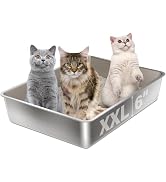 Stainless Steel Litter Box, XL Extra Large Metal Litter Boxer,Steel litterbox for Big Cat,Multipl...