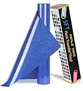RENLITONG Royal Blue Glitter HTV Heat Transfer Vinyl Rolls 12 Inch x 5 feet Roll Iron on DIY for ...