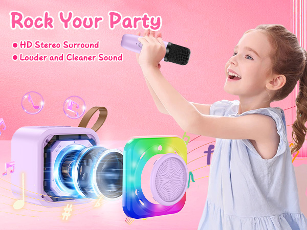 Mini Karaoke Machine for Kids Portable Karaoke Machine with 2 Bluetooth Wireless Microphones