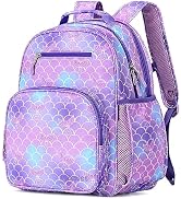 mibasies Backpack for Girls, Large Capacity Kids Backpack for Elementary School with Laptop Compa...